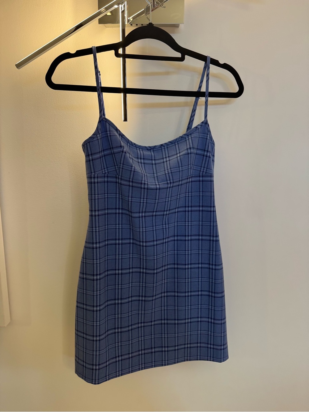 Aritzia Sunday Best Blue Plaid Mini Dress
